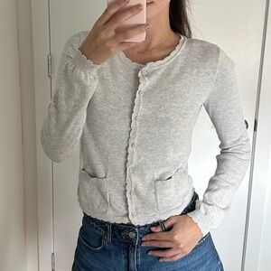 Brandy Melville Light Gray Scalloped Cardigan